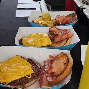 Smashed Burgers Lined Up!