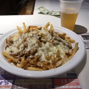 "Poutine" - fries with gravy and mozzarella cheese