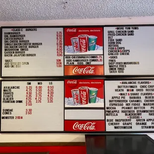 Menu as of October 2020