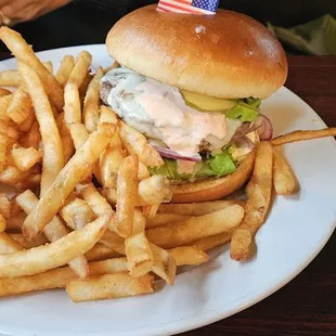 Burger and fries