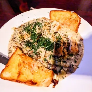 Chicken, artichoke, mushroom special. Pretty