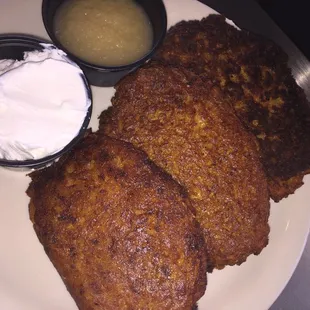 Latkes with sour cream &amp; applesauce