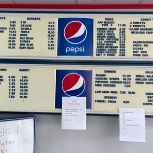 Current menu and pricing.