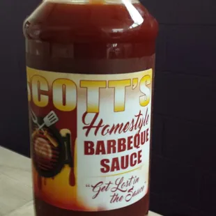 a bottle of barbecue sauce