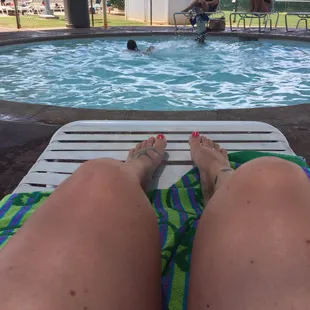 Wading pool for the little ones...fully shaded and has really cute little dinosaurs for the kids