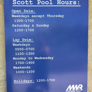 Pool hours 4/11/2018