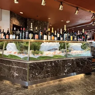 Wine &amp; Champagne display. Some Magnum bottles.