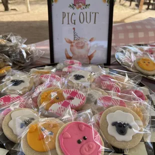 a display of pig out cookies