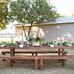 rustic wooden farm table for rent in phoenix