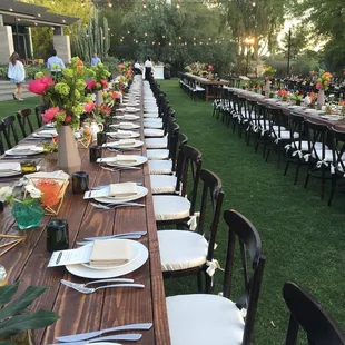 12 tables were rented for this beautiful estate backyard wedding in Paradise Valley.  (chairs rented from different company)