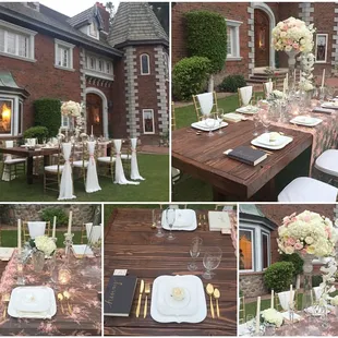 our 10 ft long wooden farm table rental was one of the elements to a beautiful shoot at Chateau De Vie in Chandler Arizona