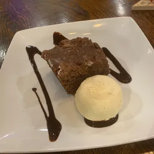 Homemade Rocky Road Chocolate Sheet Cake and ice cream