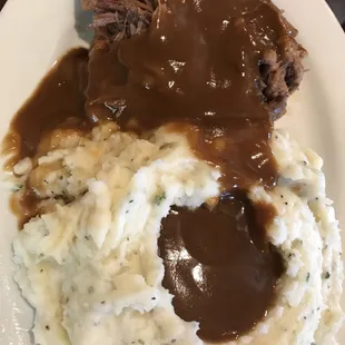 open face roast beef sandwich with REAL mashed potatoes!!