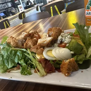 Derby salad with fried chicken.