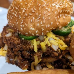 The Preston Trail burger here is perfect...patty cooked to your order, cheddar, jalapeno, Texas chili