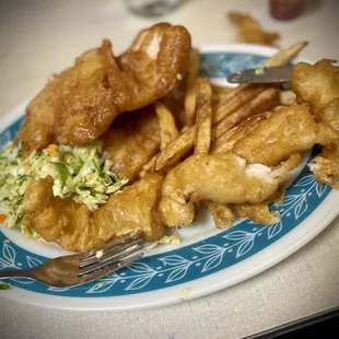 a plate of fish and chips