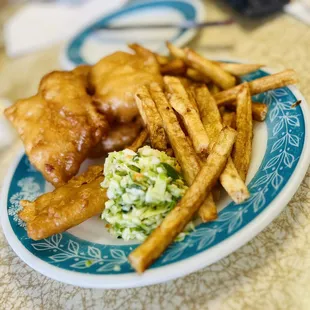 a plate of fish and chips