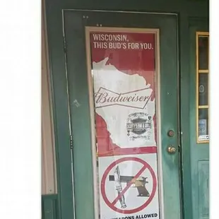 a poster on the door