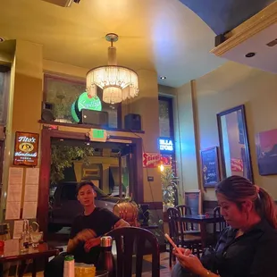 two women sitting at a table