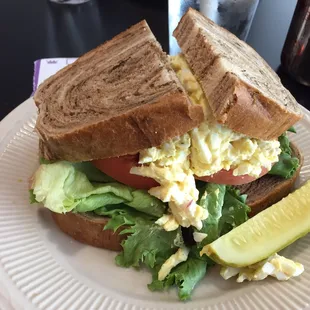 Egg salad sandwich on rye