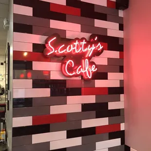 a red neon sign