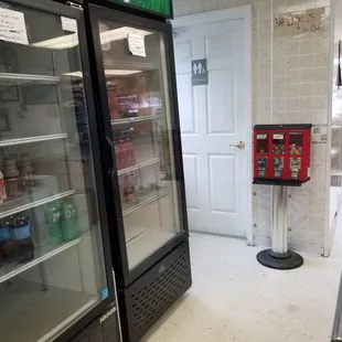 Bottled drinks across from cashier