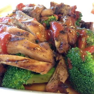Grilled Teriyaki chicken on a bed of broccoli.. Mmm good protein