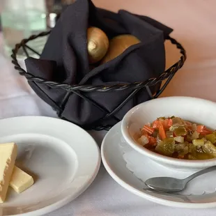 Hot bread &amp; accompaniments.