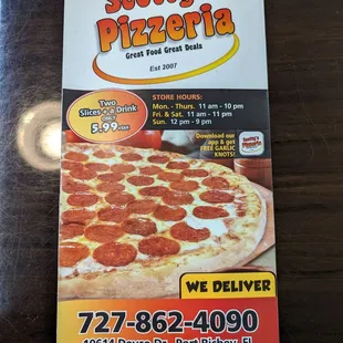 Menu front cover