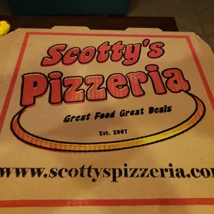 Pizza box, website address