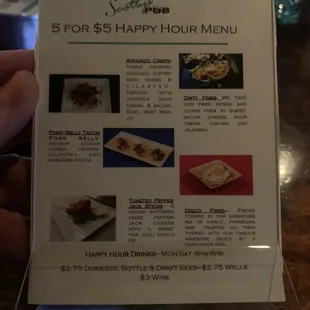 Happy hour menu as of Dec. 2020