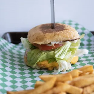 The Burger - ground cow, with all the usual suspects, awesome sauce and mayo on a jalapeno cheddar sour-dough bun