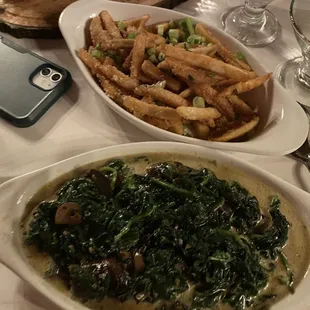 Spinach and truffle-oil fries