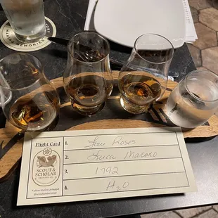 Bourbon and Beer flights