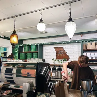 customers working at the counter
