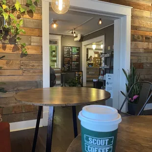 Krispy Kaffiene and comfortable lounge and table area.