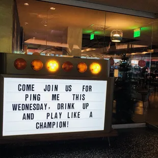 Wednesday night is all about ping pong! Food and drink specials, too!