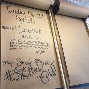 Where they write the specials- super creative
