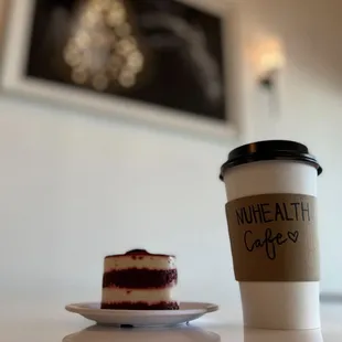 a piece of cake and a cup of coffee