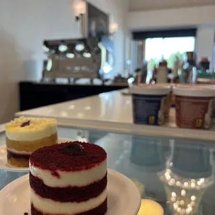 two cakes on a plate