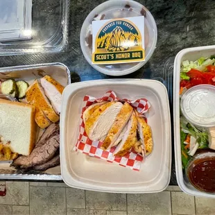 Explorer Plate, Smoked Chicken Breast, Camper Chopped Salad, Campfire Banana Pudding