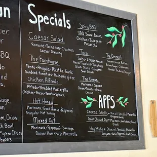 a menu on a blackboard