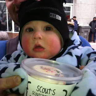 Little man but a BIG fan of Scout's cupcakes!