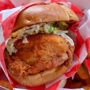 Hot Chicken Sandwich w/Fries @tiffhuangry