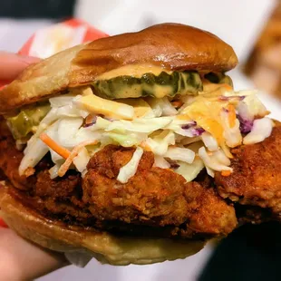 This Hot Chicken Sandwich ($8) was ordered at &quot;Chill&quot; spice level. I&apos;d say it&apos;s comparable to Chick-fil-A&apos;s spicy chicken sandwich.