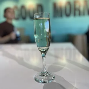 a glass of water on a table