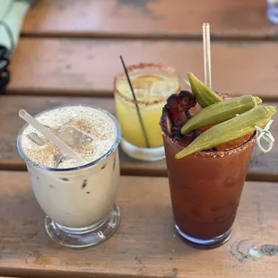 Iced chai latte, spicy Bloody Mary, &amp; morning margarita