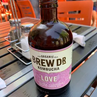a bottle of brew de kombucha love