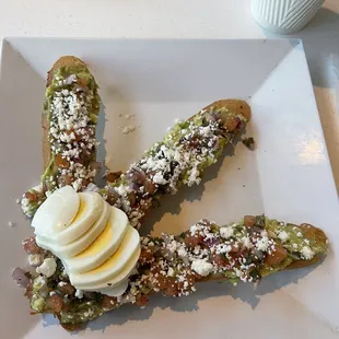 Avocado toast with hard boiled egg