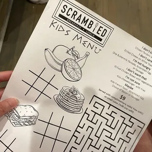 Kids' menu July 2023